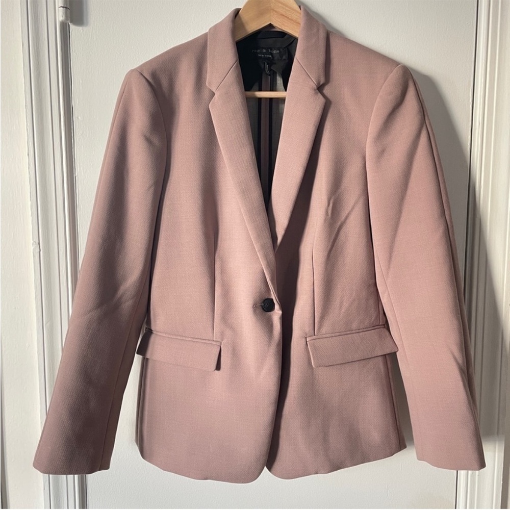Rag & Bone March Wool Blend Blazer Antique Rose Fitted Blush Pink size 2